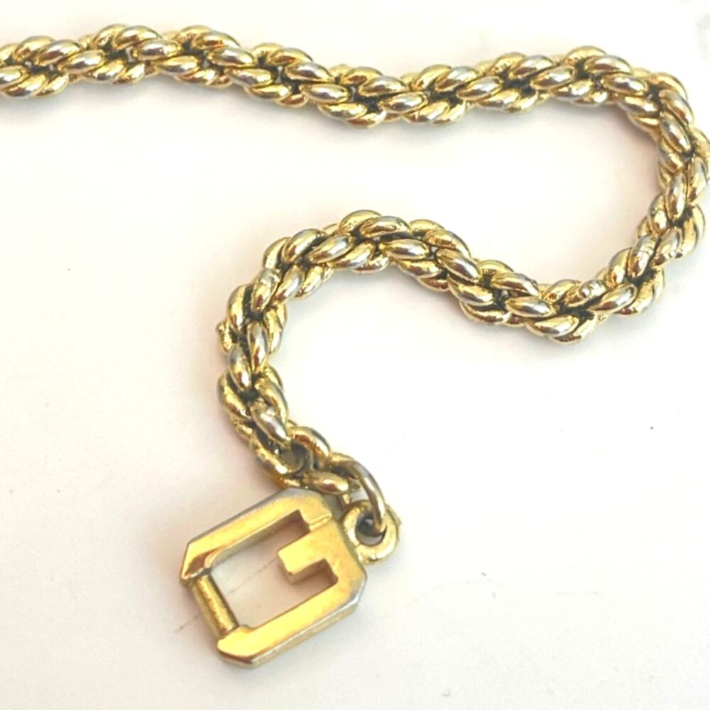 Vintage Givenchy Gold-Tone Rope Chain Bracelet Logo Clasp - Picture 4 of 4